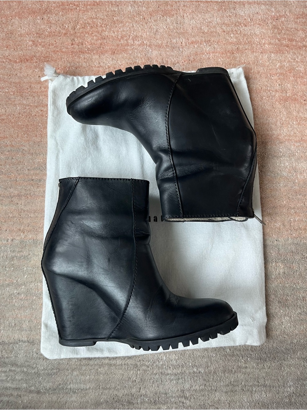 Minimarket Black Leather Women's Ankle Boots